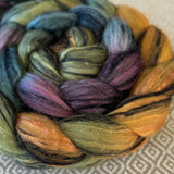 Polwarth Black Bamboo Silk Roving - Rivendell