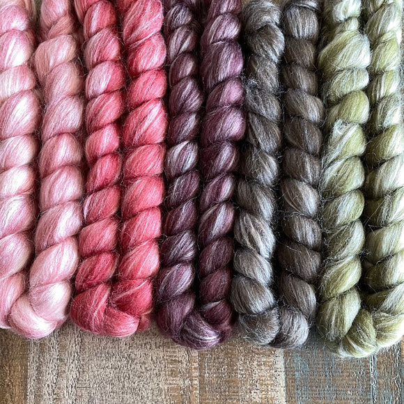 Merino Bamboo Silk Roving - Paper Roses - Bundle