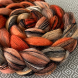 Polwarth Black Bamboo Silk Roving - Shades of Tangerine