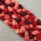 Merino Camel Silk Roving - Shades of Crimson