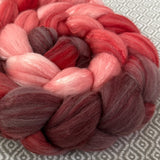 Polwarth Mulberry Silk Roving - Shades of Crimson