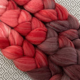Polwarth Mulberry Silk Roving - Shades of Crimson