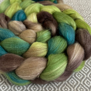 Merino Camel Silk Roving - OOAK - Moss