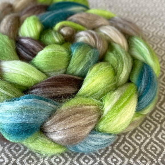 Merino Bamboo Silk Roving - OOAK - Moss