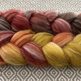 Merino Bamboo Silk Roving - Autumn Flame