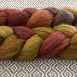 Merino Yak Silk Roving - Autumn Flame