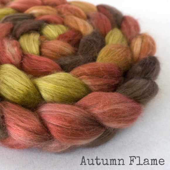Camel Silk Roving - Autumn Flame