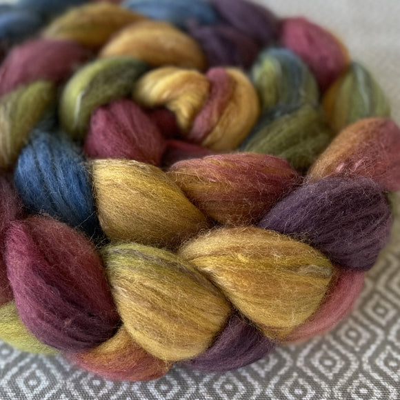 Polwarth Mulberry Silk Roving - Bountiful