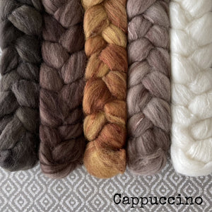 Polwarth Mulberry Silk Roving - Cappuccino - Bundle