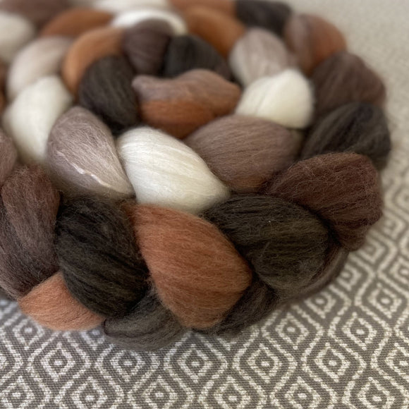 Polwarth Mulberry Silk Roving - Cappuccino
