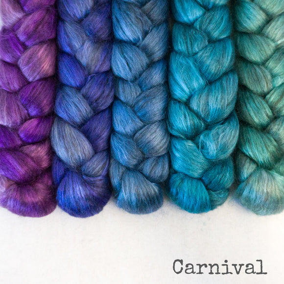 Yak Silk Roving - Carnival - Bundle