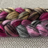 Polwarth Black Bamboo Silk Roving - Cherry Blossom