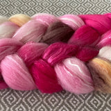 Polwarth Mulberry Silk Roving - Cherry Blossom