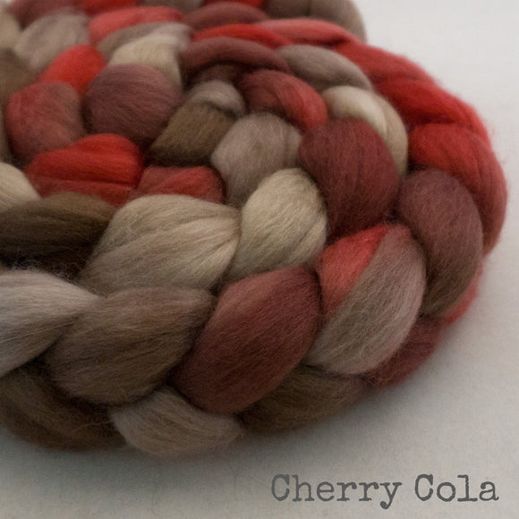 Merino Silk Cashmere Roving - Cherry Cola