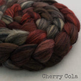 Polwarth Black Bamboo Silk Roving - Cherry Cola