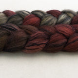 Polwarth Black Bamboo Silk Roving - Cherry Cola