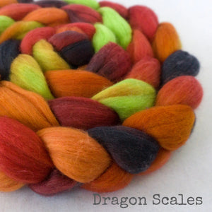 Merino Silk Cashmere Roving - Dragon Scales