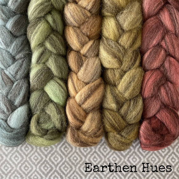 Heathered BFL Roving - Earthen Hues- Bundle