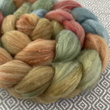 Polwarth Mulberry Silk Roving - Earthen Hues