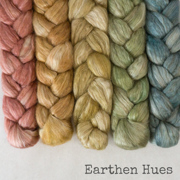 Camel Silk Roving - Earthen Hues - Bundle