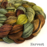 Polwarth Black Bamboo Silk Roving - Harvest