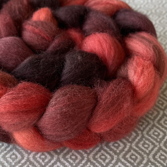 Heathered BFL Roving - Garnet