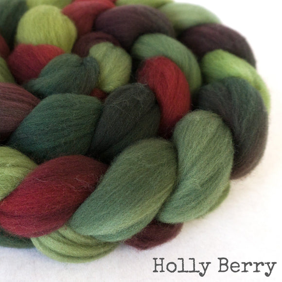 Targhee Wool Roving - Holly Berry