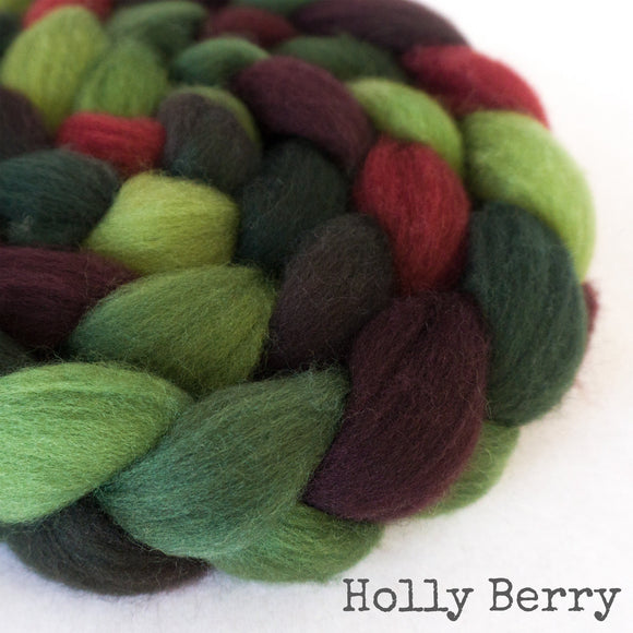 BFL Wool Roving - Holly Berry