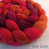BFL Wool Roving - Hot Lips
