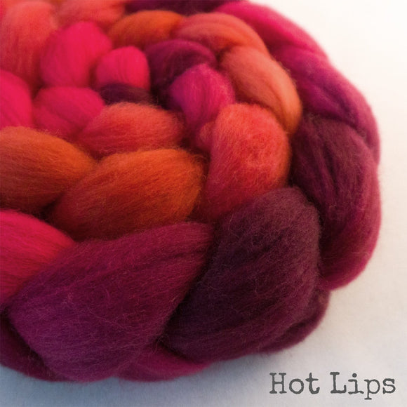 Polwarth Wool Roving - Hot Lips