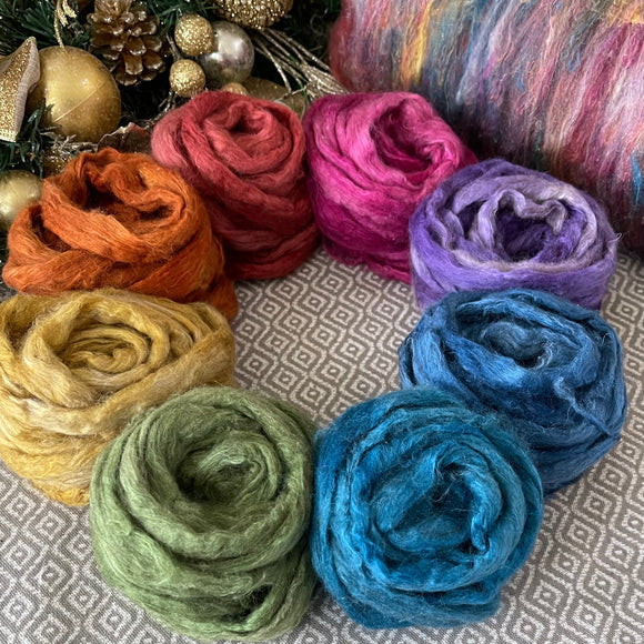 Yak/Silk Blending Fiber - 4 oz Rainbow Colors