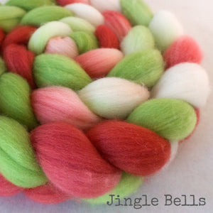 Polwarth Wool Roving - Jingle Bells