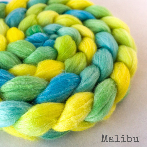 Merino Bamboo Silk Roving - Malibu