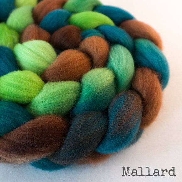 Polwarth Wool Roving - Mallard