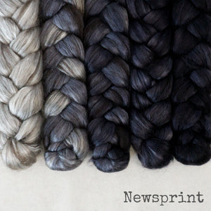 Yak Silk Roving - Newsprint - Bundle