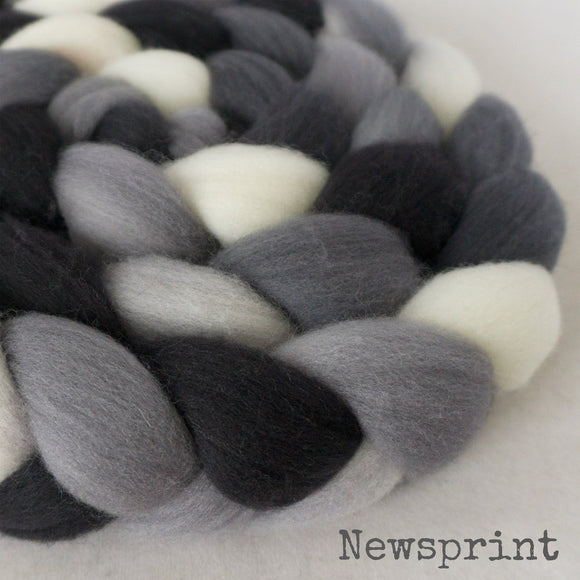 Polwarth Wool Roving - Newsprint