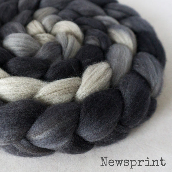 Merino Yak Silk Roving - Newsprint