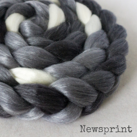 Merino Tencel Roving - Newsprint