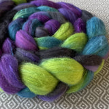 Polwarth Mulberry Silk Roving - Northern Lights