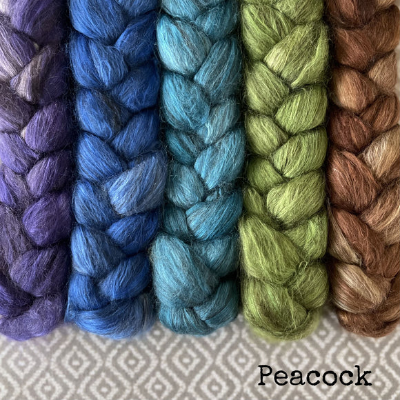 Yak Silk Roving - Peacock - Bundle