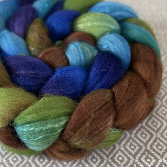 Polwarth Mulberry Silk Roving - Peacock