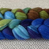 Polwarth Mulberry Silk Roving - Peacock