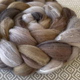 Polwarth Mulberry Silk Roving - River Stone