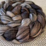 Polwarth Black Bamboo Silk Roving - River Stone
