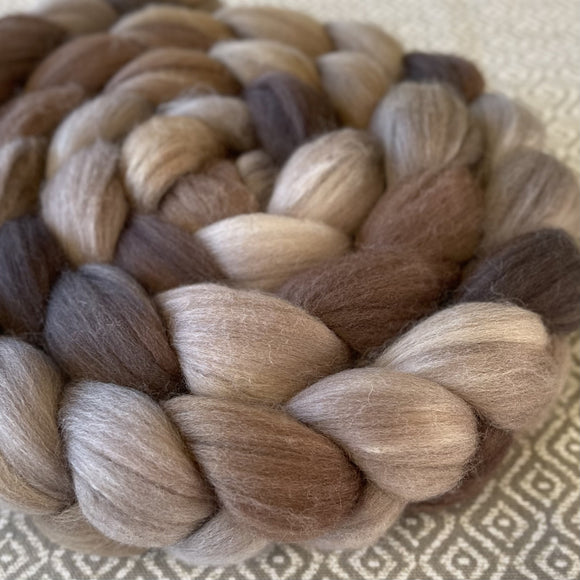Merino Camel Silk Roving - River Stone
