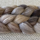 Polwarth Mulberry Silk Roving - River Stone
