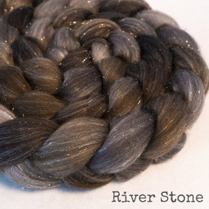 Glitter Roving - River Stone - Silver