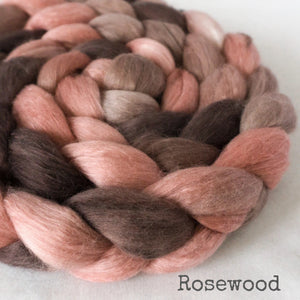 Merino Silk Cashmere Roving - Rosewood