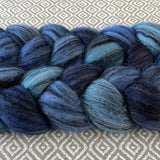 Polwarth Black Bamboo Silk Roving - Sapphire