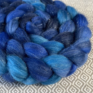 Glitter Roving - Sapphire - Silver